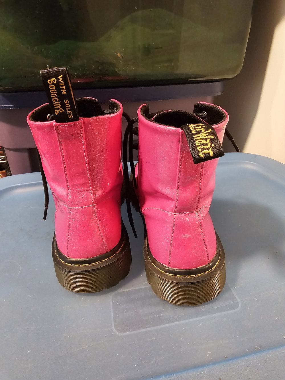 Glittery Hot Pink Dr. Martens Boots - Picture 3 of 7